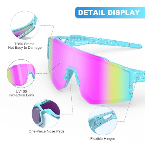 CMBJJU Kids Sunglasses,Youth Baseball Glasses for Boys Girls Age 6-14,Sports UV Protection Goggles