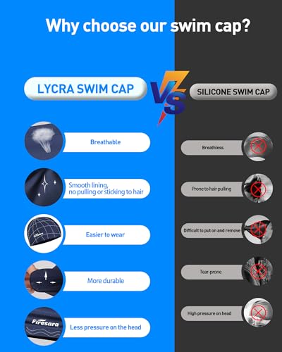 Firesara Fishtail Fabric Swim Cap for Men Women, Breathable High Elasticity Swimming Cap Hair Protection Quick Dry Soft fo...