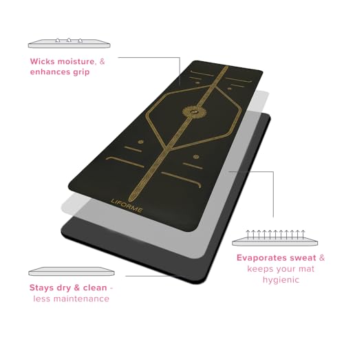 Liforme Printed Yoga Mat Collection - Free Yoga Bag Included - Patented Alignment System, Warrior-like Grip, Non-Slip, Ec...