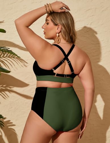 Hanna Nikole Womens High Waisted Bikini Sets Tummy Control Swimsuit Ruched Two Piece Bathing Suit