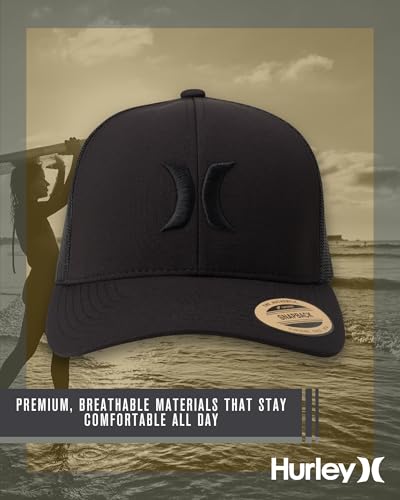 Hurley Men's Caps - Del Mar Mesh Panel Baseball Cap Trucker Hat - Snap Back Hats for Men