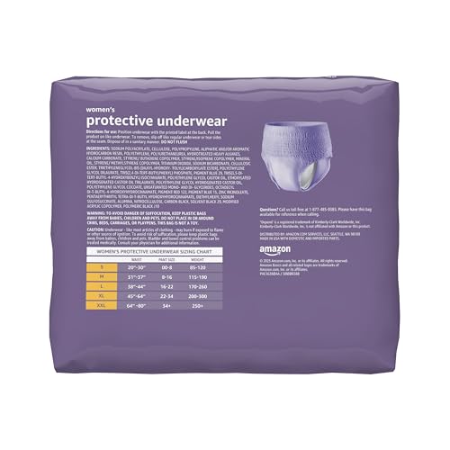 Amazon Basics Incontinence Underwear for Women, Protective, Disposable, Postpartum, Maximum Absorbency, X-Large, Lavender, 16 Count