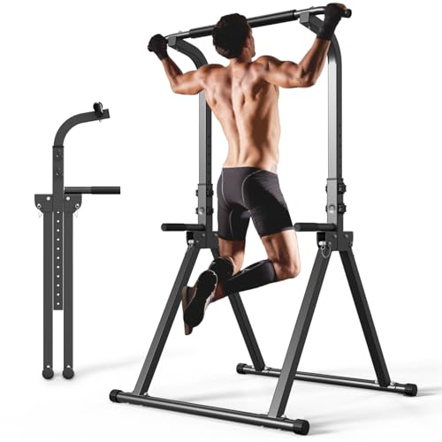 YYJO Foldable Pull Up Bar Free Standing Multi-function Power Tower Dip Bar Home Gym Strength Training Equipment 300 LBS We...