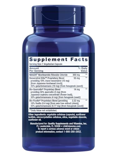 Life Extension NAD+ Cell Regenerator™ and Resveratrol Elite™*, nicotinamide riboside, Trans-resveratrol, quercetin, Fiseti...