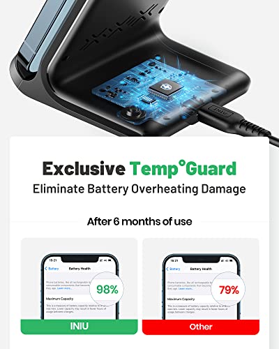 INIU Wireless Charger, 15W Fast Qi Certified Wireless Charging Station with Sleep-Friendly Adaptive Light Compatible with ...