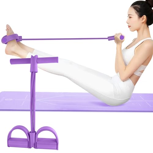 Multi-Function Tension Rope – 4 Tube Resistance Bands with Handles – Sit Up Exercise Equipment Home Gym Tummy Trainer for ...