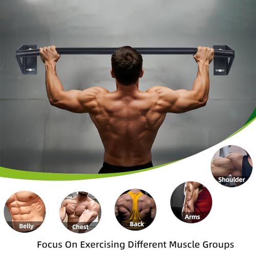 Purife Wall Mounted Pull Up Bar Doorway, Heavy Duty Strength Training Pull-Up & Chin Up Bars for Doorframe, Support Beam o...