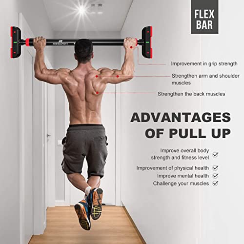 RHINOSPORT Door Pull Up Bar Doorway No-Screw from 69-92 cm (27.1in-36.2in) Workout Equipment for Home Gym Upper Body Worko...