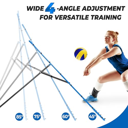 JOLORLY 2-in-1 Volleyball Rebounder Net System, Adjustable from 7x4 ft to 4x4.5 ft, 4-Angle Bounce Back Net, Training Equi...
