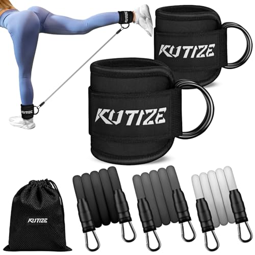 KUTIZE Ankle Resistance Bands with Cuffs for Women & Men - 3-Level Adjustable Leg & Glute Workout Equipment, Portable Home...