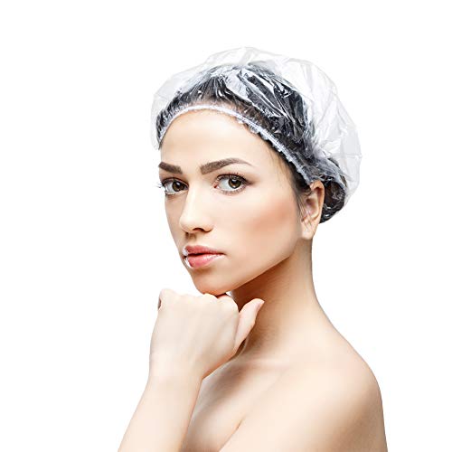 Disposable Shower Caps 100 Pcs - Multi-Purpose Thickening Elastic Bath Cap Plastic Waterproof Clear Shower Caps Bath Showe...
