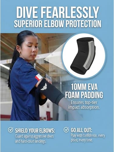 Baylee and Me Volleyball Elbow Pads with Breathable Mesh Carry Bag – Impact Absorbing Compression Sleeves for Youth & Teen...