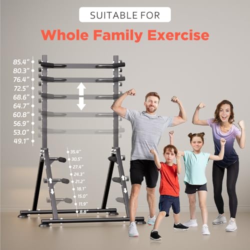 Leasbar Foldable Power Tower Dip Station Pull Up Bar, Multifunction Triangular Structure Pull Up Station Home Gym Strength...