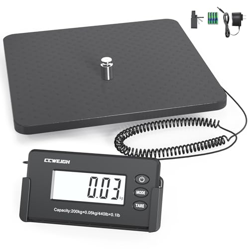 Shipping Scales 440lbs x 1oz Highly Accurate Postal Scales Ultrathin ABS Large Platform,Superlight Postal Scales for Shipp...