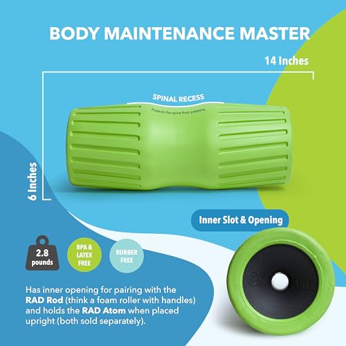 RAD Axle – Extra Firm High-Density Exercise Foam Roller – Deep Tissue Myofascial Release for Back, HIPS, Legs & Shoulders...