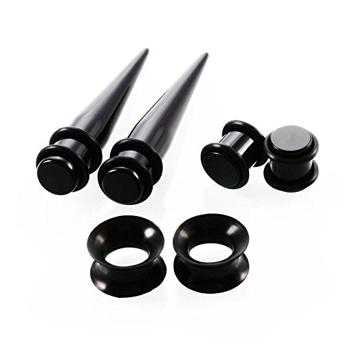 JieyueJewelry 50 Pieces Ear Stretching Kit 14G-00G Acrylic Tapers and Plugs + Silicone Tunnels - Ear Gauges Expander Set B...