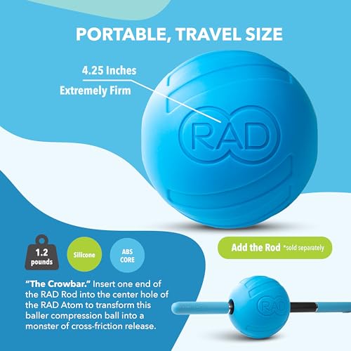 RAD Atom – Extra Firm Yoga Deep Tissue Massage Ball – Myofascial Release Ball for Back Pain, Shoulders, Glutes, Hamstring...