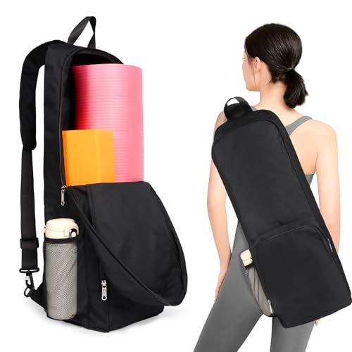 Tangoner Yoga Mat Bag Carrier Side Mesh Zipper Pocket Exterior Wet Compartment Lightweight Waterproof Yoga Bag for Mat