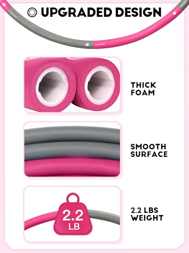 Phobby Weighted Exercise Hoop for Adults, 2.2lb Detachable Fitness Hoop, Adjustable Hoop with Jump Rope, Tape Measure and ...