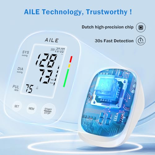 AILE Blood Pressure Monitor, Blood Pressure Machine Upper Arm Large Cuff(8.7"-16.5"), High Automatic Blood Pressure Monito...