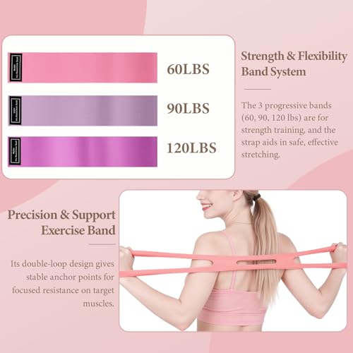 LZCDUDU Pink Pilates Ring Kit with 14.5 inch Magic Circle & Foam Roller, Ergonomic Home Workout Equipment Set, Full Pilate...
