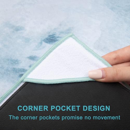 QiyI Yoga Mat Towel with Corner Pockets, Non Slip Sweat Absorbent Hot Yoga Towels, Soft Yoga Blankets with Travel Bag, Ski...