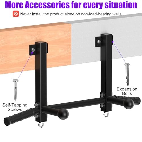 HWOOUSA Joist Mounted Pull Up Bar, 650lbs Heavy Duty Strength Training Pullup Bars, Multi-Grip Chin Up Bar for Home Gym, G...