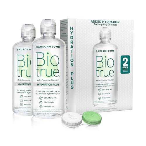 Biotrue Hydration Plus Contact Lens Solution with Lens Case, Multi-Purpose Solution for Soft Lenses, Hydrates with Hyaluro...