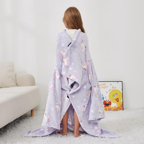 Softan Kids Wearable Fleece Blanket with Sleeves & Foot Pocket for Kids Girls Boys, Lightweight Soft Blanket,Glow in the d...