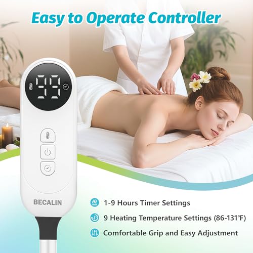 Massage Table Warmer Heating Pad Professional SPA Massage Bed Warmer with 9 Hour Timer, 9 Heat Settings, Overheat Protecti...