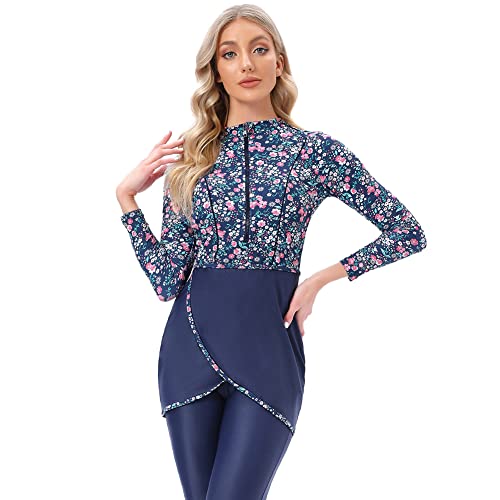 Women Burkini Swimsuits Modest Muslim Swimwear Islamic Long Sleeve Full Cover Hijab Top Swim Pants Bathing Suit