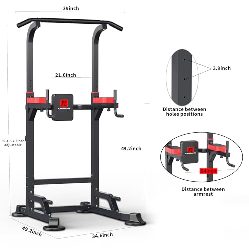 Power Tower Dip Station Workout equipment Pull up Bar for Home Gym Adjustable Height Strength Training Fitness Excercise E...