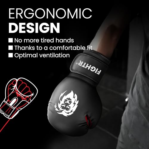 FIGHTR® Boxing Gloves - Maximum Protection & Stability | Boxing Gloves for Boxing, MMA, Muay Thai & Kickboxing | Sizes 8-1...