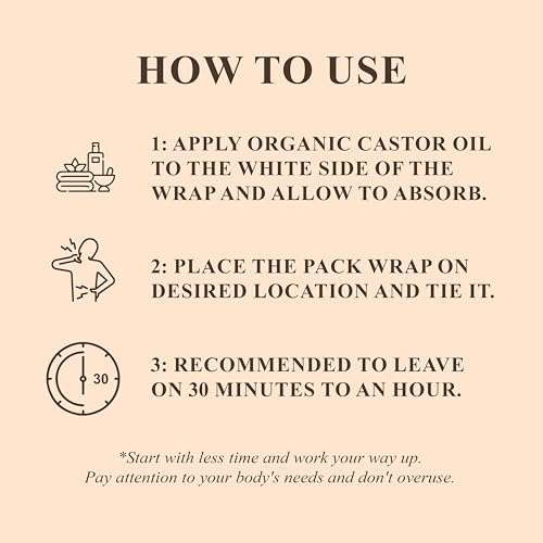 Handcraft Blends Castor Oil Pack Wrap | Organic Castor Oil 16 oz | Reusable Wraps | Durable Comfortable Pack Wraps | Adjus...