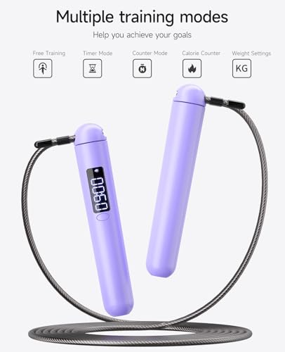 ACHDOFITS Smart Jump Rope with Counter - Adjustable High Speed Skipping Rope for Adults, LED Display with 4 Modes, Calorie...