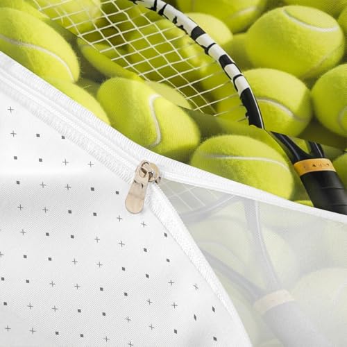 Erosebridal Boys Tennis Duvet Cover Set, Teens Sports Game Themed Bedding Set Queen Size, Tennis Ball Racket Comforter Cov...