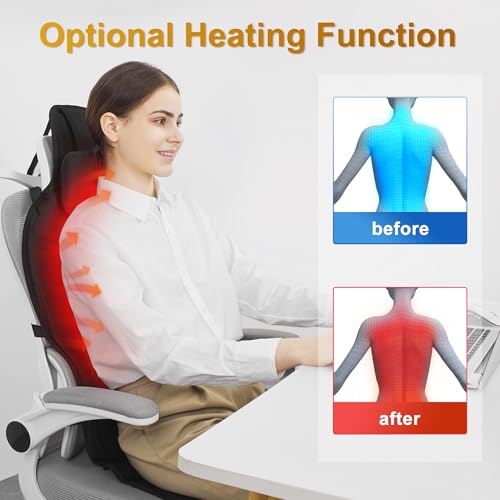 comrelax Vibration Back Massager with Heat for Chair, Massage Chair Pad with Waist Cooling & Neck Support, Seat Massager f...