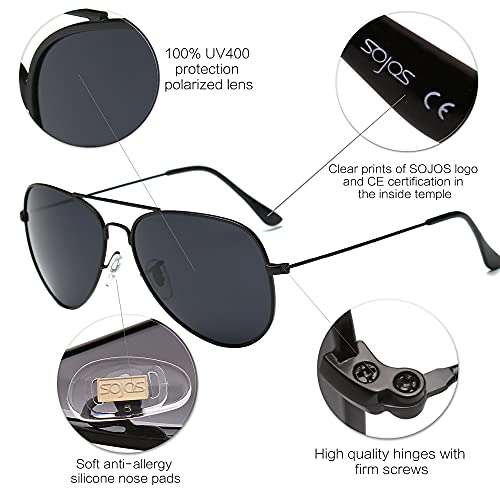 SOJOS Classic Aviator Polarized Sunglasses for Men Women Vintage Retro Style