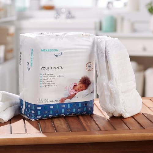 McKesson Youth Training Pants, [14 Count], Overnight Disposable Pull Up Diapers, L/XL, 60-125 lbs, Absorbent 12 Hour Leak ...