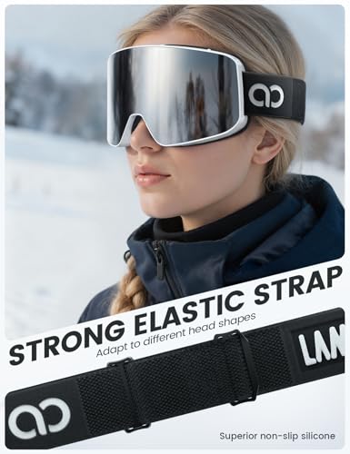 Lamicall Ski Goggles with 3X Anti-Fog - 100% UV Protection, OTG, Gifts for Skiing, Snowboard, Snowmobile, Men, Women