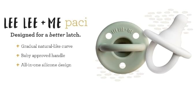 Lee Lee and Me Paci - Powder Color - 100% Medical Grade Silicone Pacifier Breast-Like Nipple Design for Better Latch - Size 0-18 months