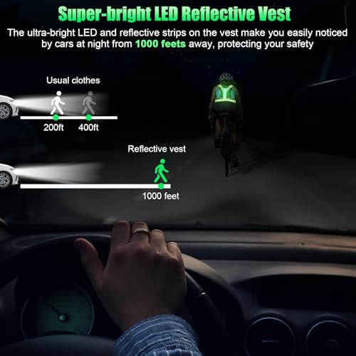 SAWNZC LED Reflective Vest Running Gear, 5 Colors Lights Up Running Vest for Night Walking Cycling Jogging, Adjustable Siz...