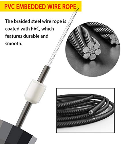 Jump Rope, Ball Bearings Tangle-Free Rapid Speed Cable Skipping Rope, Adjustable Jumping Ropes for Men, Women and Kids - 2...