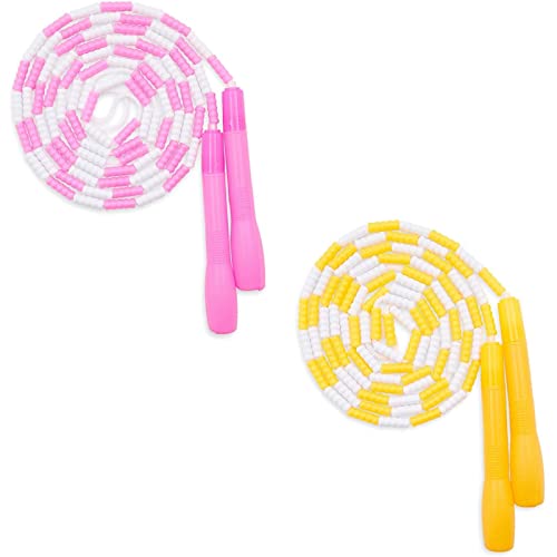 Blue Panda Beaded Jump Ropes Set of 4-9.2 ft Each, Multicolor, Ages 8-12 - PVC Beaded for Jump Rope Fitness & Cardio Workouts