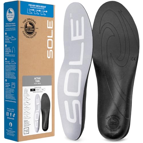 Sole Active Thin Shoe Insoles – Orthotic Arch Support Inserts for Plantar Fasciitis Relief - Mens Size 6/Womens Size 8, 1 ...