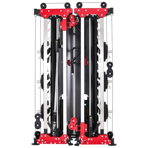 Altas Strength Folding Home Gym Smith Machine with Pulley System Gym Squat Rack Weight Bar Upper Body Strength Training Le...