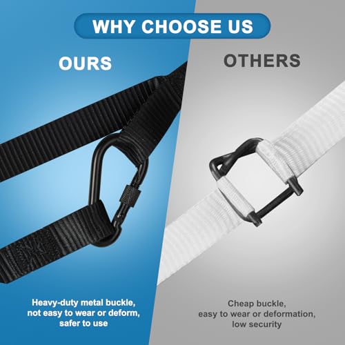 20ft Snowmobile Tow Straps, Heavy-Duty Tow Rope with Two Black Metal Hooks, Emergency Safety Tool Accessories Kit for Sle...