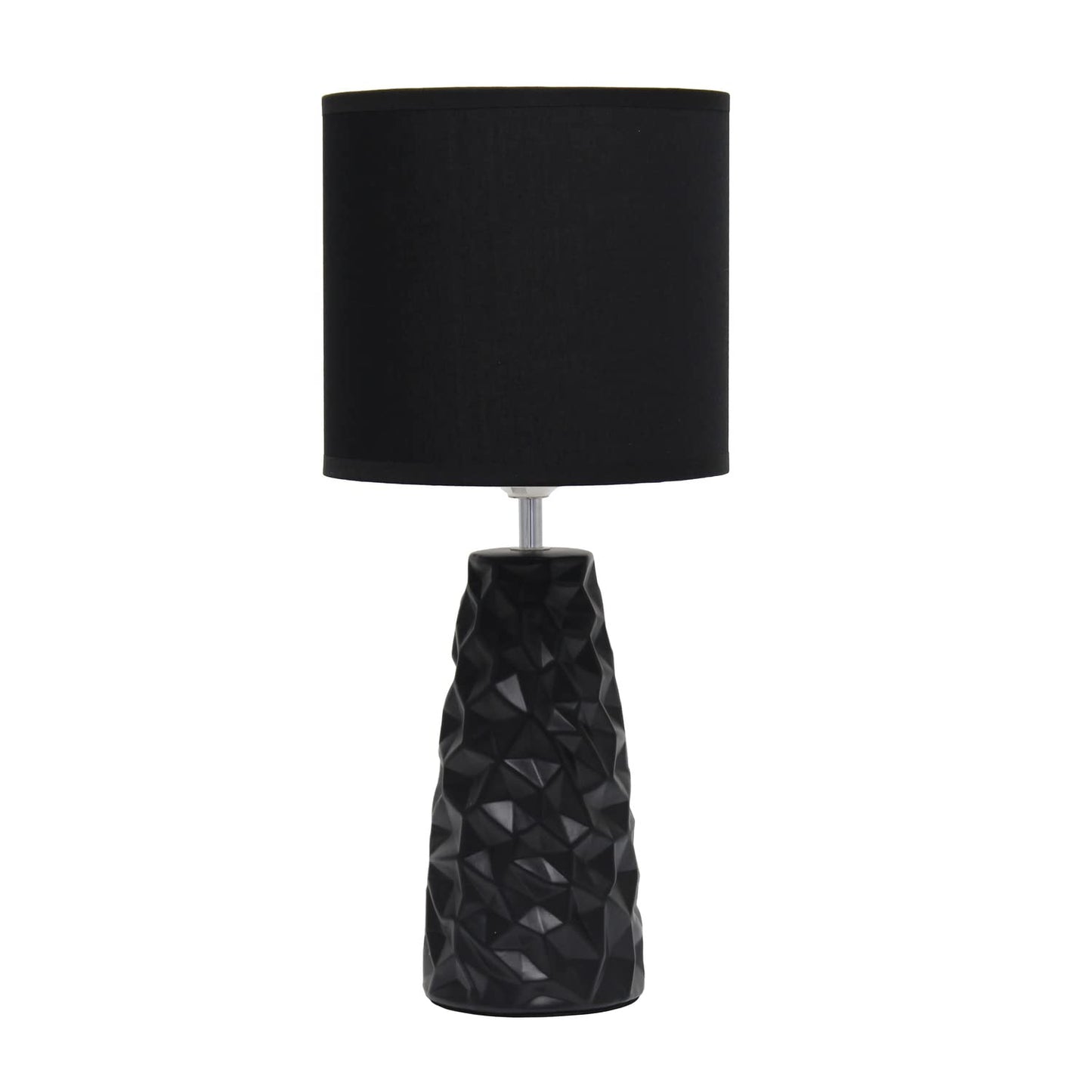 Simple Designs LT2083-BLK Ceramic Table Lamp, 8inD x 8inW x 17.5inH, Black
