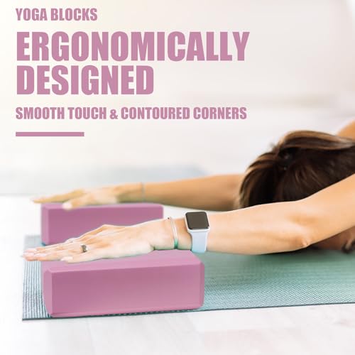 2 Pcs Yoga Blocks, 9"x6"x3" Foam Blocks Yoga Props for Pilates Stretching and Meditation Exercise Blocks Lightweight Yoga ...