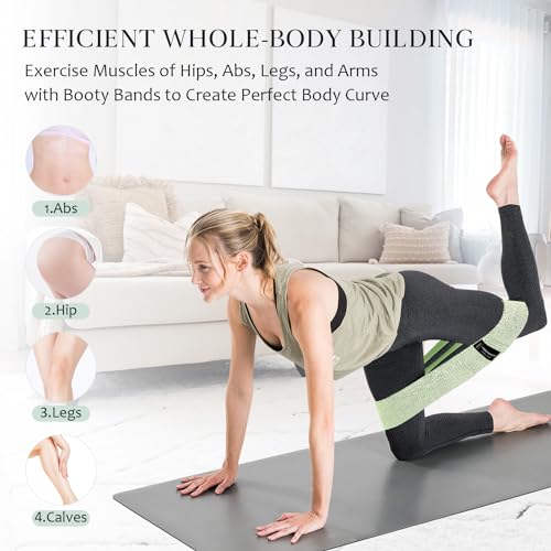 HIMESPORNER Wide Fabric Resistance Bands for Working Out, 3 Level Non-Slip Exercise Booty Bands for Women & Men Leg and Gl...